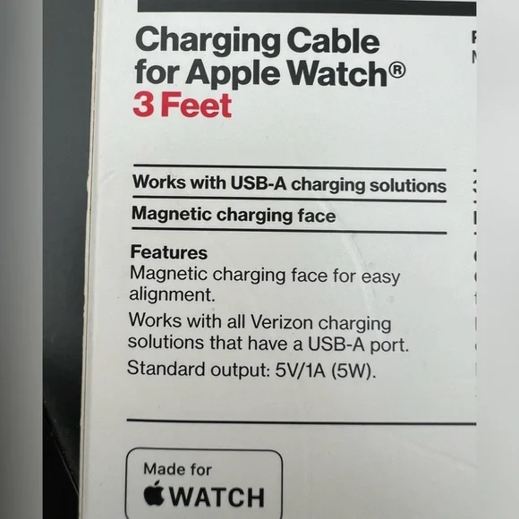 New in box Verizon 3’ White Charging Cable for Apple Watch. - Picture 3 of 7